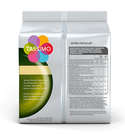 Tassimo Jacobs Café Au Lait, (Pack of 5, Total 80 Coffee Capsules